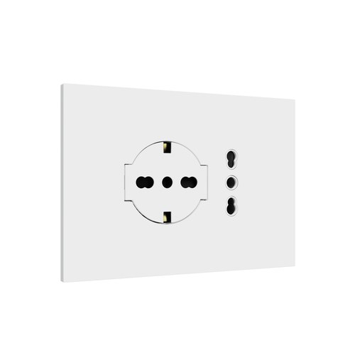 Kit monobloc suport + ramă Lybra cu priză P40 Clean și priză P11-P17 integrate, 3 module, alb Urmet 27851.B Modular, Seria LYBRA, Kituri monobloc