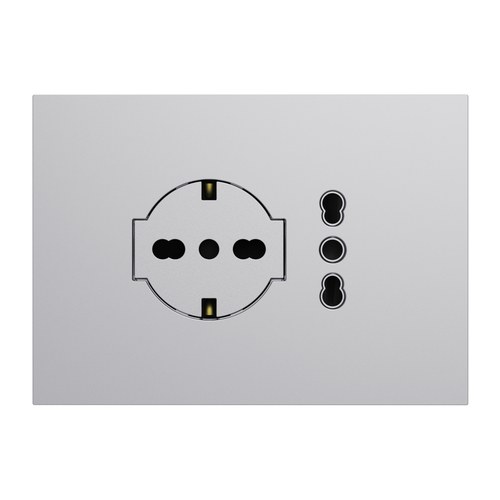Kit monobloc suport + ramă Lybra cu priză P40 Clean și priză P11-P17 integrate, 3 module, aluminiu Urmet 27851.AL