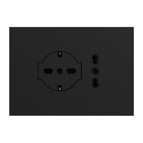 Kit monobloc suport + ramă Lybra cu priză P40 Clean și priză P11-P17 integrate, 3 module, negru Urmet 27851.N