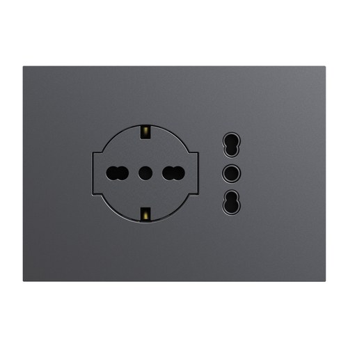 Kit monobloc suport + ramă Lybra cu priză P40 Clean și priză P11-P17 integrate, 3 module, titan Urmet 27851.TT