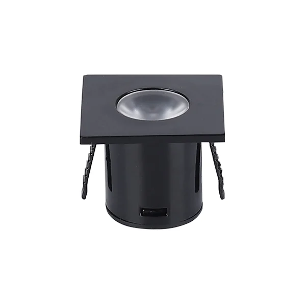 Spot LED Mobila 1W Patrat Negru 3000K Lumina Calda Optonica