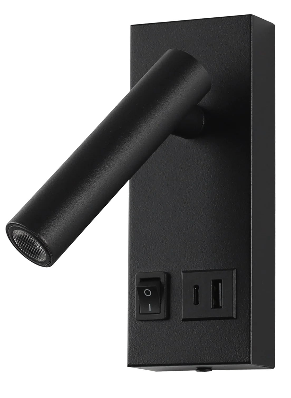 Aplică LED Mobilier 2W 140lm Lumină Caldă 3000K cu Întrerupător și USB Negru Optonica