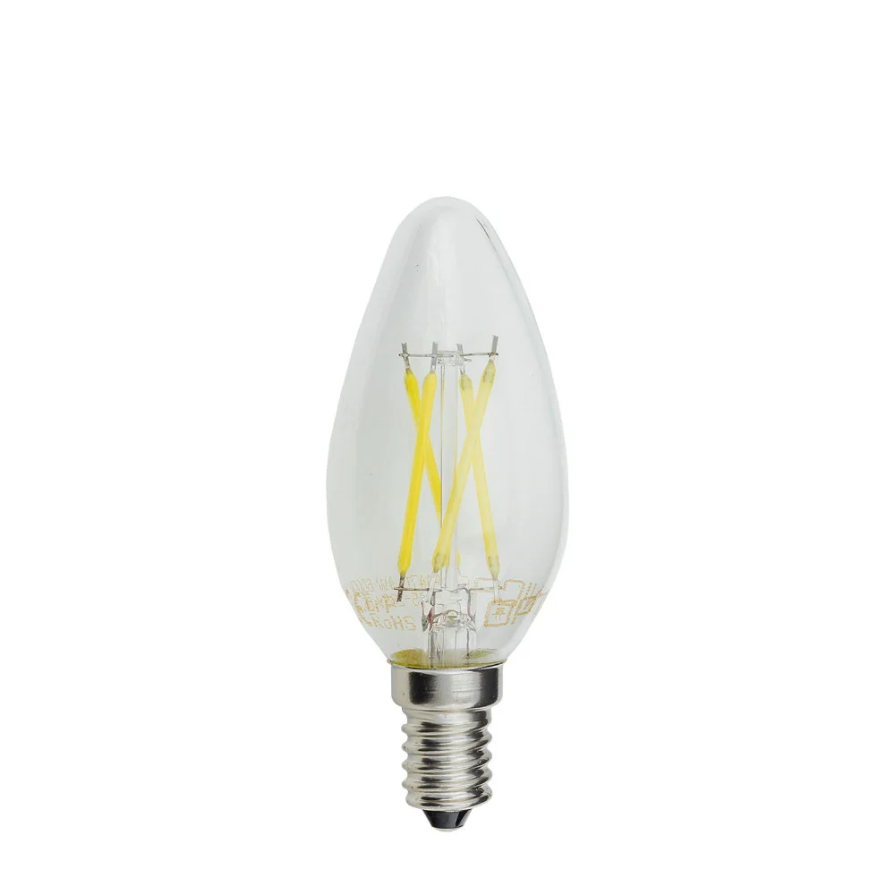 Bec LED Filament E14 4W Lumină Rece 6000K Formă Lumânare C35 Optonica