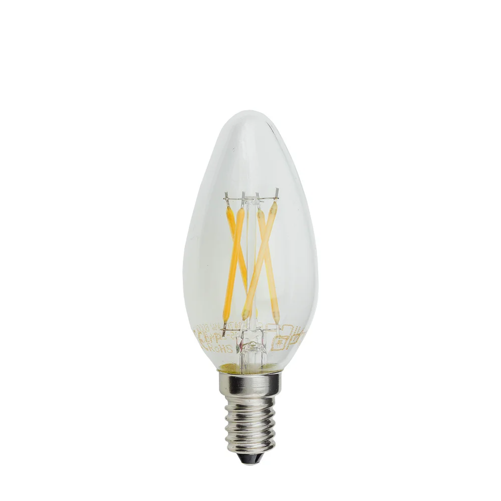 Bec LED Filament E14 4W Lumină Caldă 2700K Formă Lumânare C35