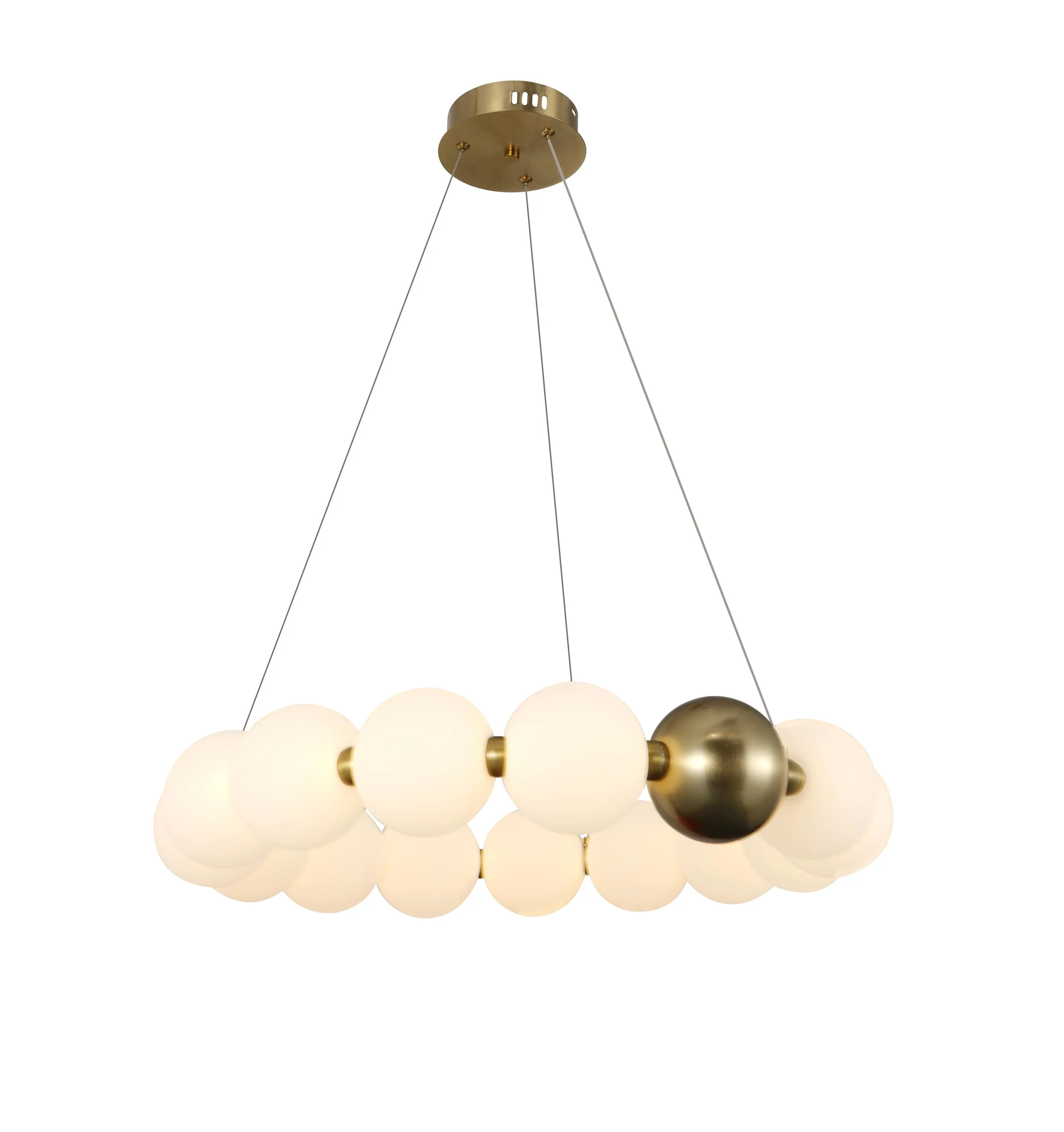 Lampă Suspendată LED 27W Optonica Ф620mm Lumină Caldă 3000K Cupru+Alb