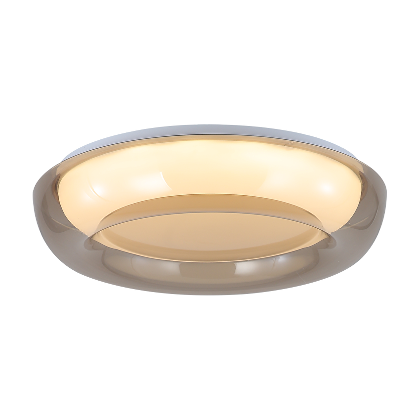 Lampa de tavan LED CCT cu intensitate reglabila si telecomanda, cuart fumuriu, max. 72W, 3000K-6000?, 220-240V AC, rotunda, IP20