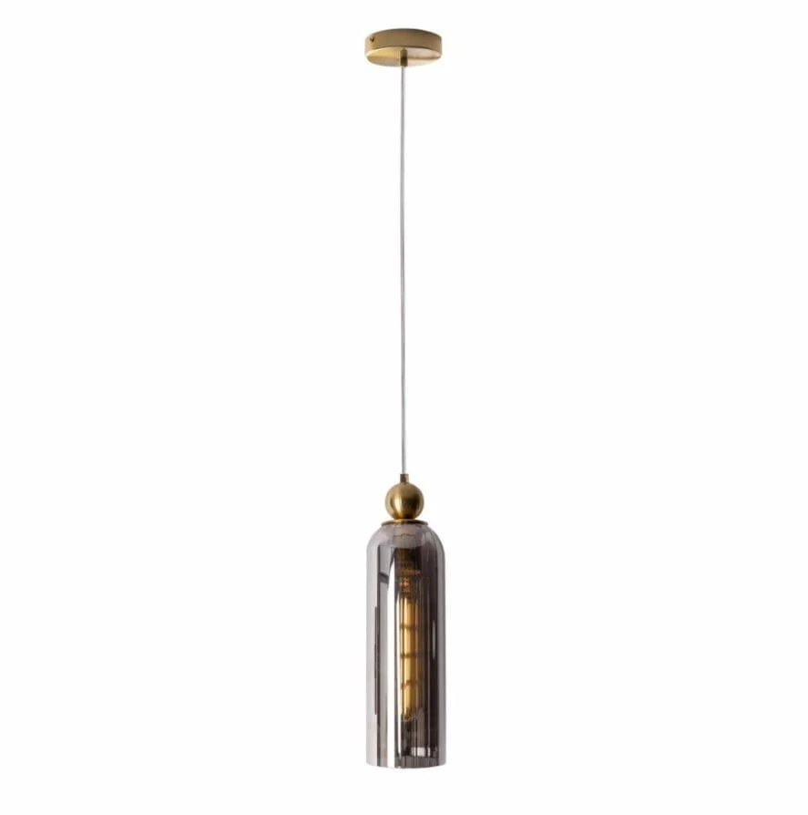 Lustră suspendată Campanila E27 Ø10cm alamă + sticlă fumurie Maxlight P0511