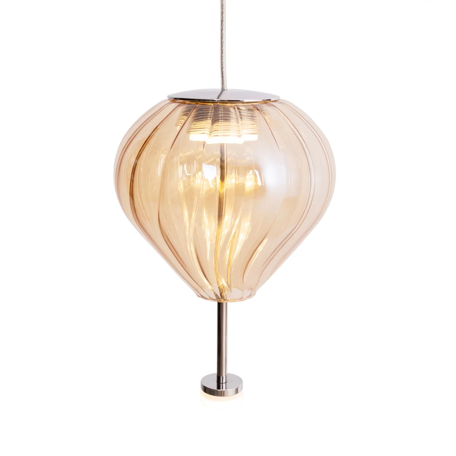 Lustră suspendată LED Palloncini I 6W 480lm 3000K alb + crom + sticlă ambră Maxlight P0575