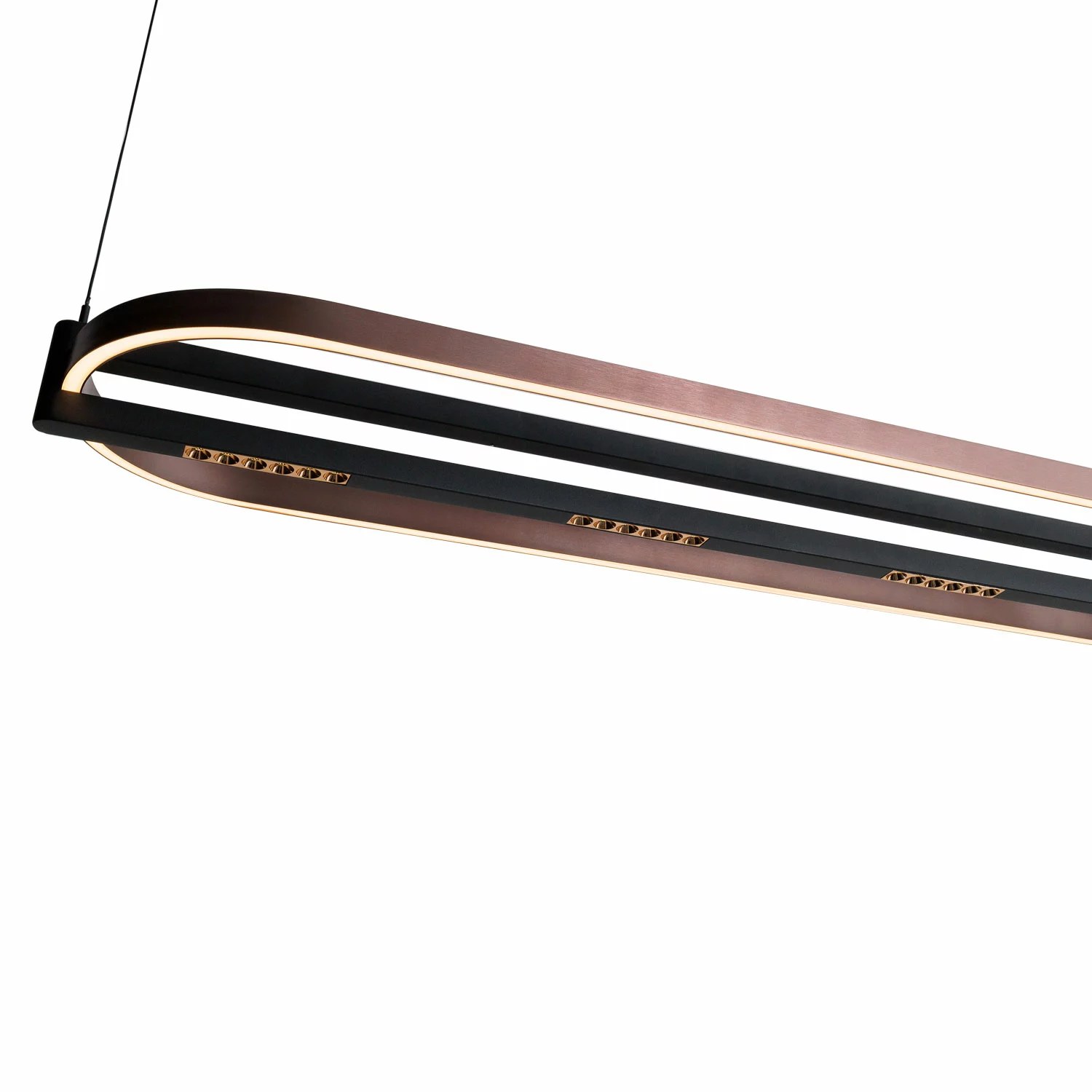Lustră suspendată LED Singapur oval 80W 4400lm 3000K negru + maro Maxlight P0553