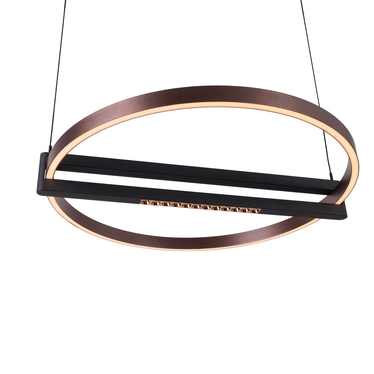 Lustră suspendată LED Singapur rotund 48W 2880lm 3000K Ø63cm negru + maro Maxlight P0552