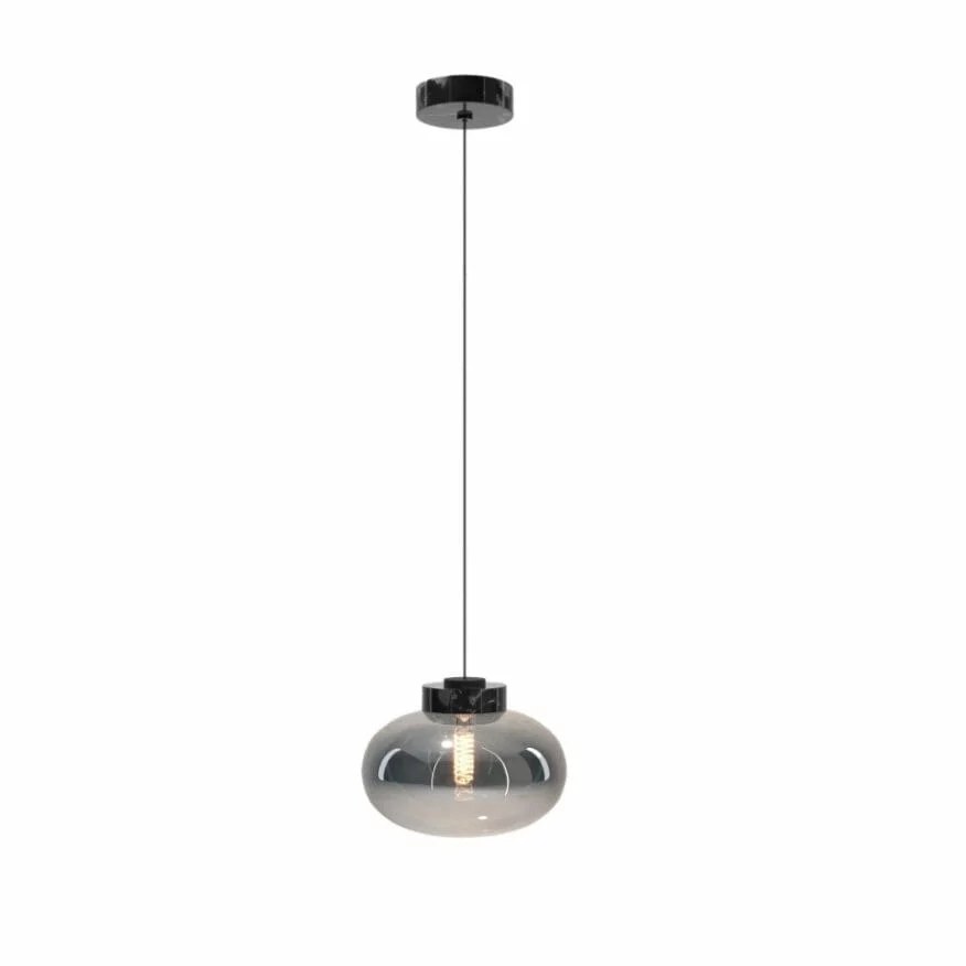 Lustră suspendată Moonstone E27 sticlă fumurie + marmură neagră Maxlight P0515