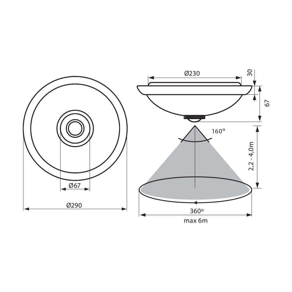 PLAFONIERA LED ROTUNDA 12W CU SENZOR DE MISCARE PIR 4000K IP20