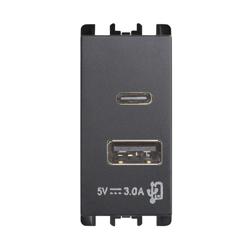 PRIZA USB+USBC ANTRACIT 5V 3AMP