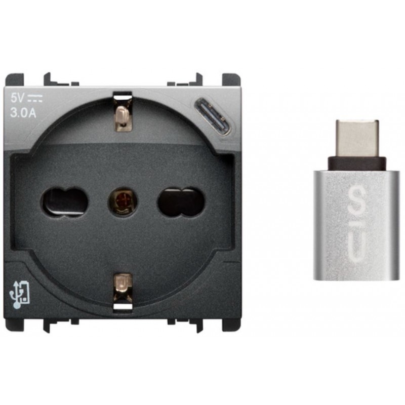 PRIZA USB P40 250V   5V 3A ANTRACIT