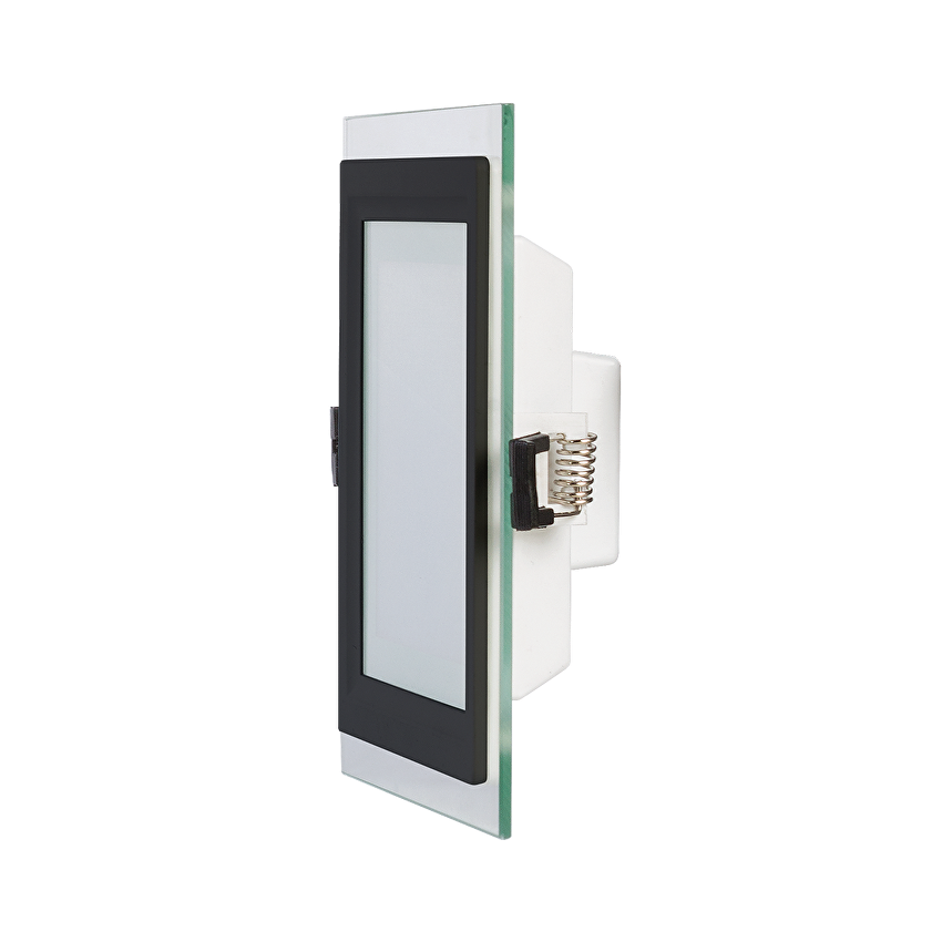 Panou LED cu sticla, chenar negru, incastrabil, patrat, 6W, SMD2835, 4200K, IP44