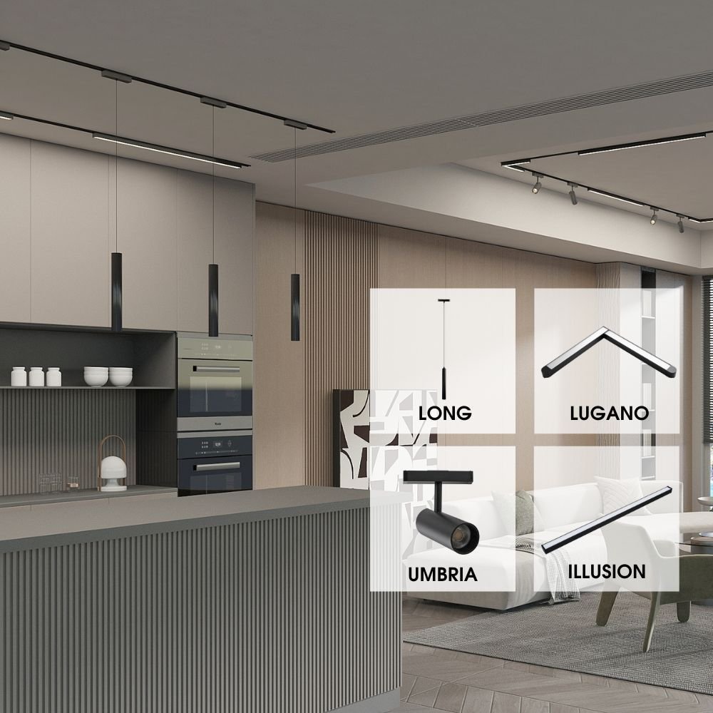 Pendul sina magnetica - Long Led - Slim25 ∙ 12W ∙ 4000K ∙ Negru