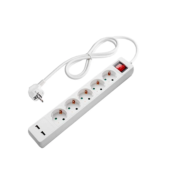 Prelungitor 5 Prize Schuko + 2x USB 3500W Buton ON/OFF Optonica
