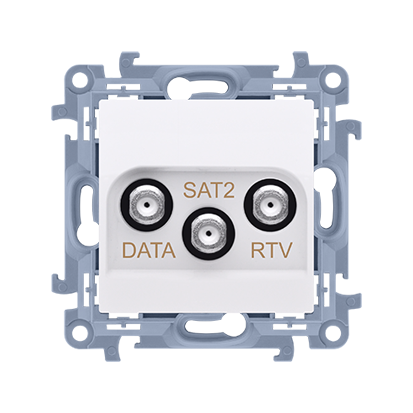 Priza RTV-DATA-SAT terminala, alb