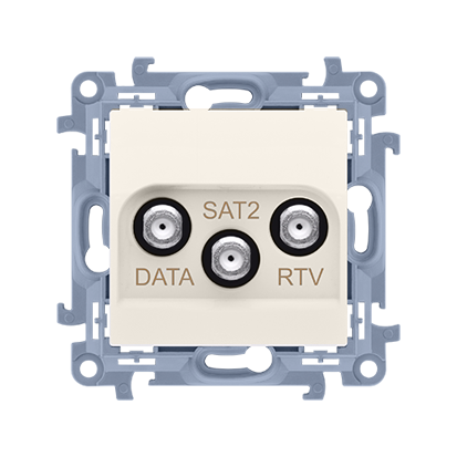 Priza RTV-DATA-SAT terminala, crem