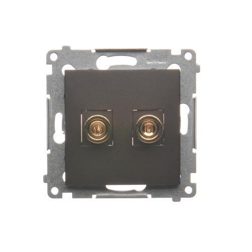 Priza difuzor pentru conectarea a 1 incinta acustica, diametru cablupentru iesire pana la 6mm2, maron mat metalic