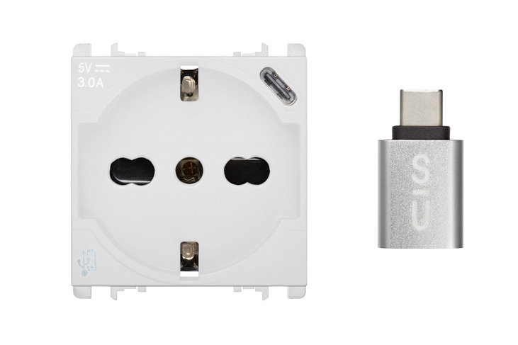 Priza universala 2P+T 16A 250V+3.0A USB tip C 2 module