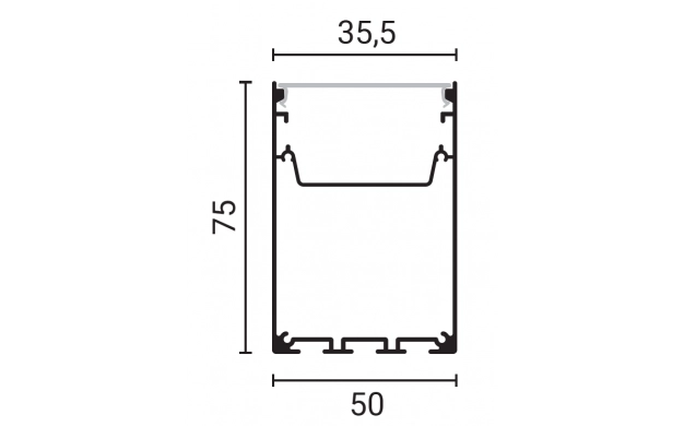 Profil aluminiu banda LED corp negru/dispersor alb L=2m