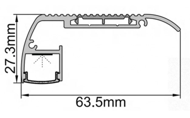 Profil din aluminiu pentru trepte   LED Corp negru/dispersor alb L=2M