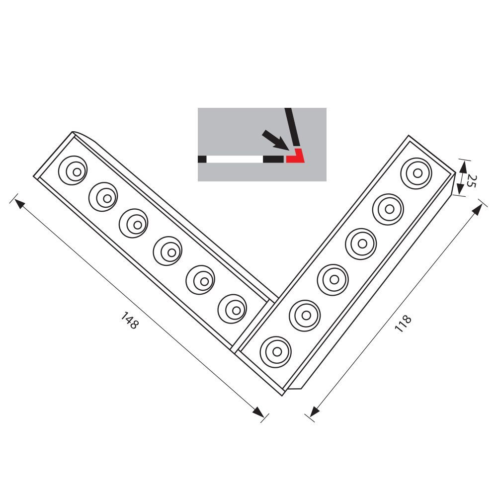Proiector de colt sina magnetica - Lemini Led - Slim25 ∙ 12W ∙ 3000K ∙ Negru