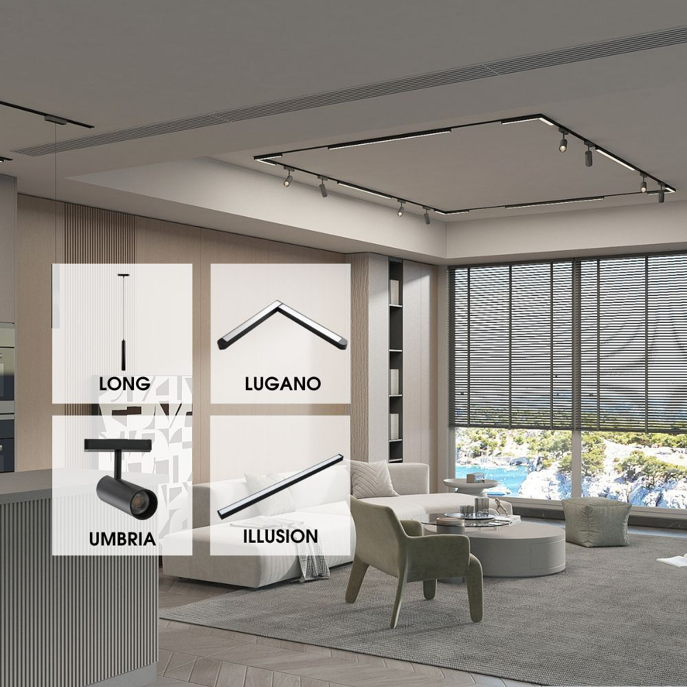 Proiector de colt sina magnetica - Lugano Led - Slim25 ∙ 24W ∙ 4000K ∙ Negru