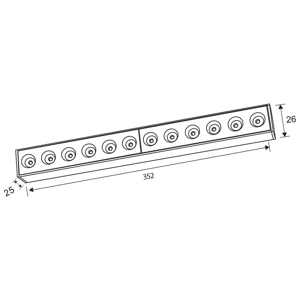 Proiector liniar sina magnetica - Division Led - Slim25 ∙ 18W ∙ 3000K ∙ Negru