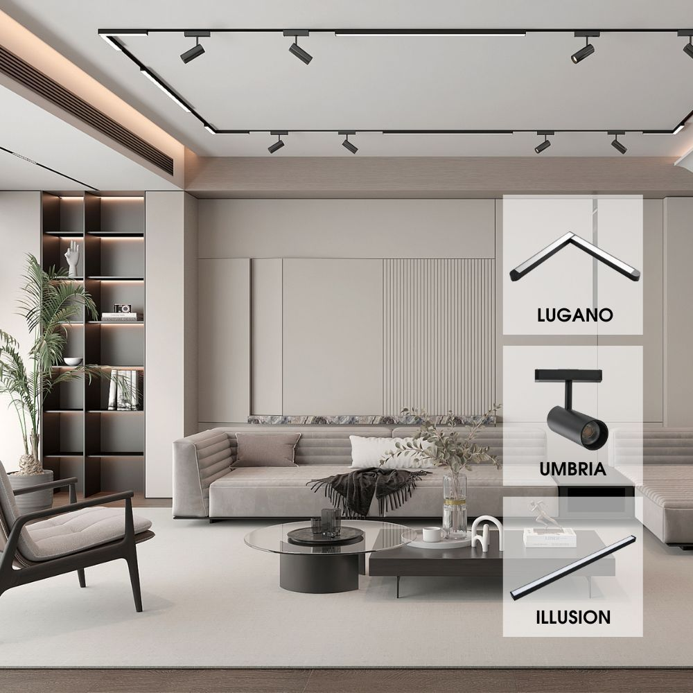 Proiector liniar sina magnetica - Ilusion Led - Slim25 ∙ 12W ∙ 3000K ∙ Negru