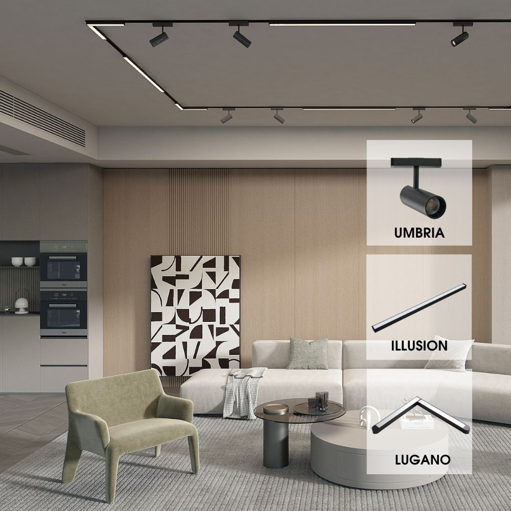 Proiector liniar sina magnetica - Ilusion Led - Slim25 ∙ 36W ∙ 4000K ∙ Negru