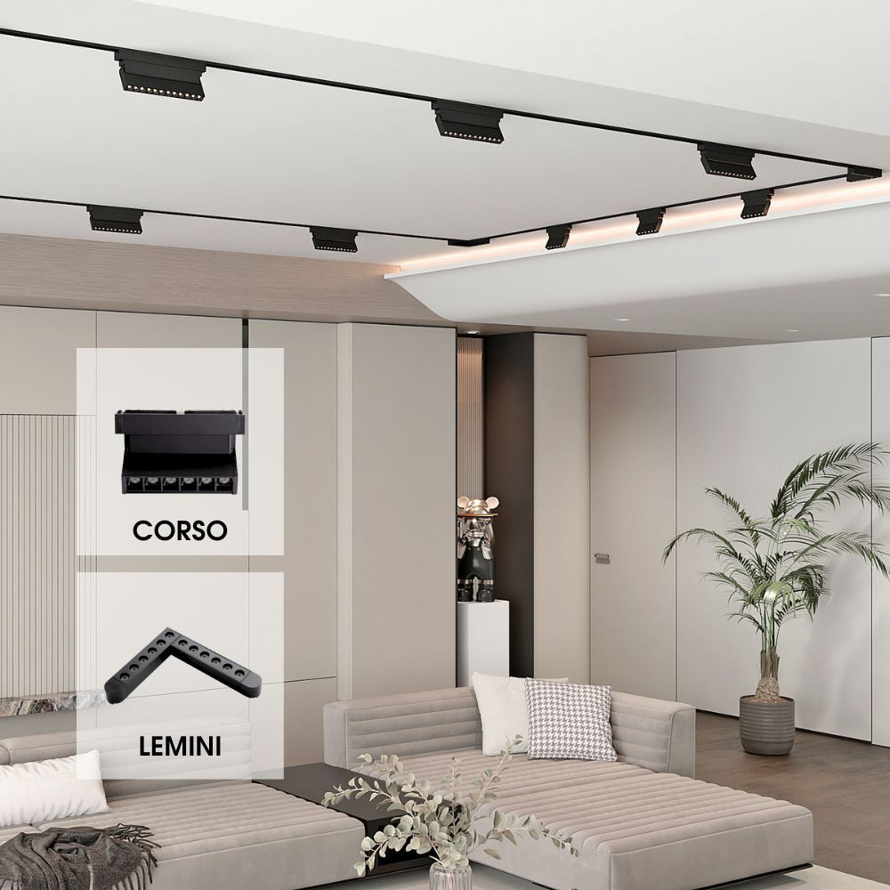 Proiector liniar mobil sina magnetica - Corso Led - Slim25 ∙ 6W ∙ 3000K ∙ Negru