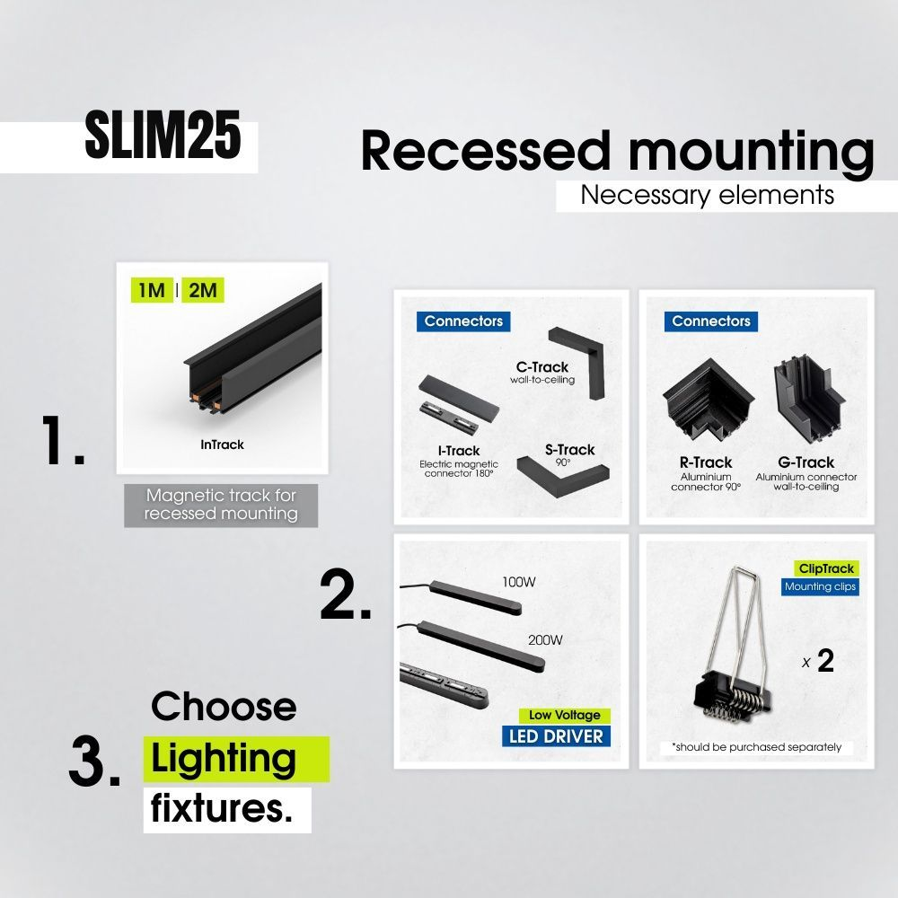 Proiector suspendat sina magnetica - Suprima Led - Slim25 ∙ 10W ∙ 4000K ∙ Negru