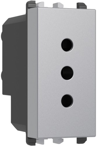 Priză italiană P11, 2P+T 10A 250 Vac, 1 modul, Lybra, aluminiu Urmet 27301.AL Modular, Seria LYBRA, Prize