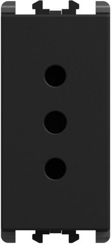 Priză italiană P11, 2P+T 10A 250 Vac, 1 modul, Lybra, negru Urmet 27301.N