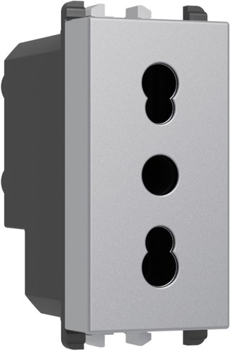 Priză italiană P11-P17, 2P+T 16A 250 Vac, 1 modul, Lybra, aluminiu Urmet 27303.AL Modular, Seria LYBRA, Prize