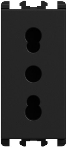 Priză italiană P11-P17, 2P+T 16A 250 Vac, 1 modul, Lybra, negru Urmet 27303.N