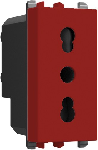 Priză italiană P11-P17, 2P+T 16A 250 Vac, 1 modul, Lybra, roșu Urmet 27303.R Modular, Seria LYBRA, Prize