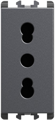 Priză italiană P11-P17, 2P+T 16A 250 Vac, 1 modul, Lybra, titan Urmet 27303.TT