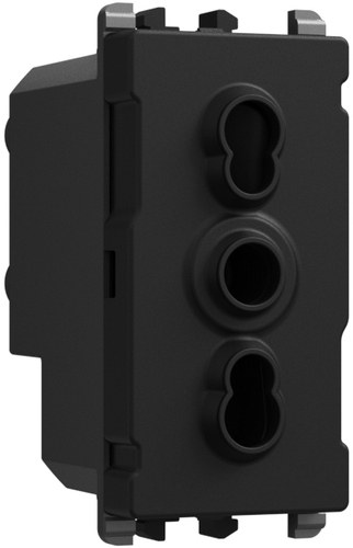 Priză italiană P11 pentru kit, 2P+T 10A 250 Vac, 1 modul, Lybra, negru Urmet 27992.N Modular, Seria LYBRA, Prize
