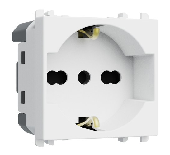 Priză italiană P40, 2P+T 16A 250 Vac, 2 module, Lybra, alb Urmet 27310/2.B Modular, Seria LYBRA, Prize