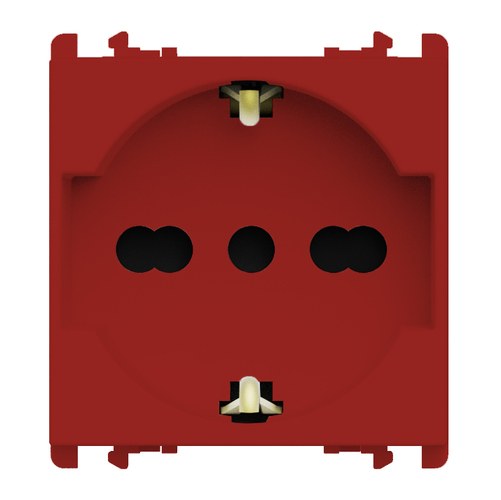 Priză italiană P40, 2P+T 16A 250 Vac, 2 module, Lybra, roșu Urmet 27310/2.R
