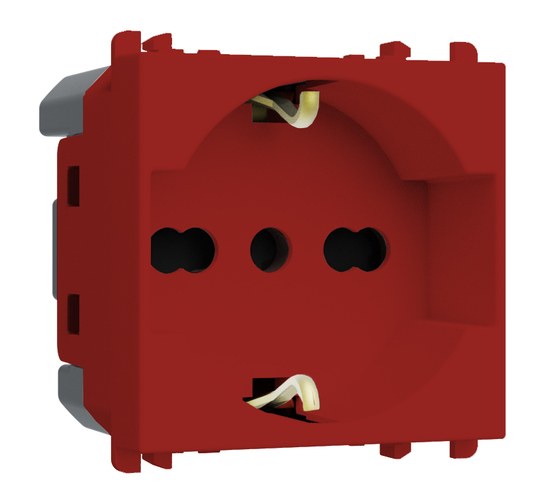 Priză italiană P40, 2P+T 16A 250 Vac, 2 module, Lybra, roșu Urmet 27310/2.R Modular, Seria LYBRA, Prize