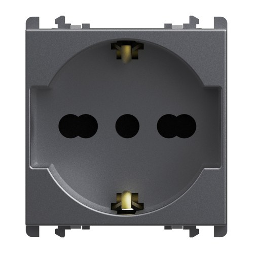 Priză italiană P40, 2P+T 16A 250 Vac, 2 module, Lybra, titan Urmet 27310/2.TT