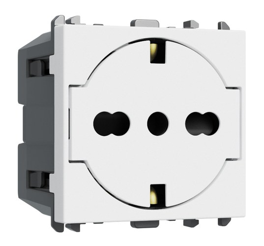 Priză italiană P40 Clean, 2P+T 16A 250 Vac, 2 module, Lybra, alb Urmet 27314/2.B Modular, Seria LYBRA, Prize