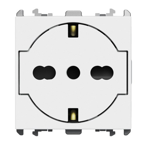 Priză italiană P40 Clean, 2P+T 16A 250 Vac, 2 module, Lybra, alb Urmet 27314/2.B