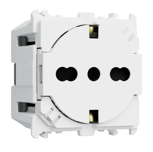 Priză italiană P40 Clean, 2P+T 16A 250 Vac, 2 module, Lybra, alb Urmet 27991.B Modular, Seria LYBRA, Prize
