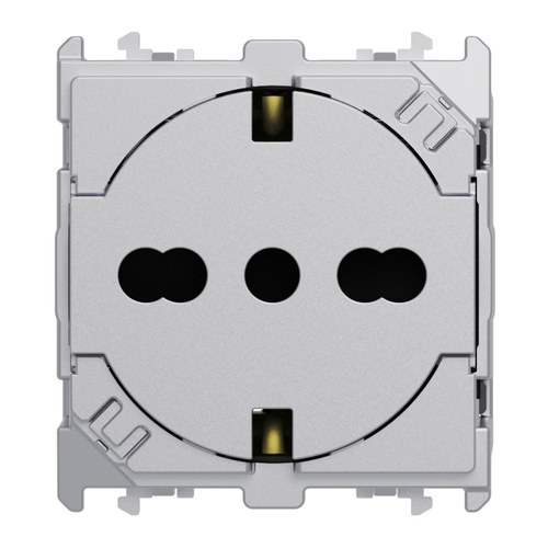 Priză italiană P40 Clean, 2P+T 16A 250 Vac, 2 module, Lybra, aluminiu Urmet 27991.AL