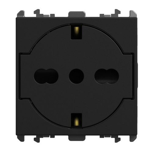 Priză italiană P40 Clean, 2P+T 16A 250 Vac, 2 module, Lybra, negru Urmet 27314/2.N